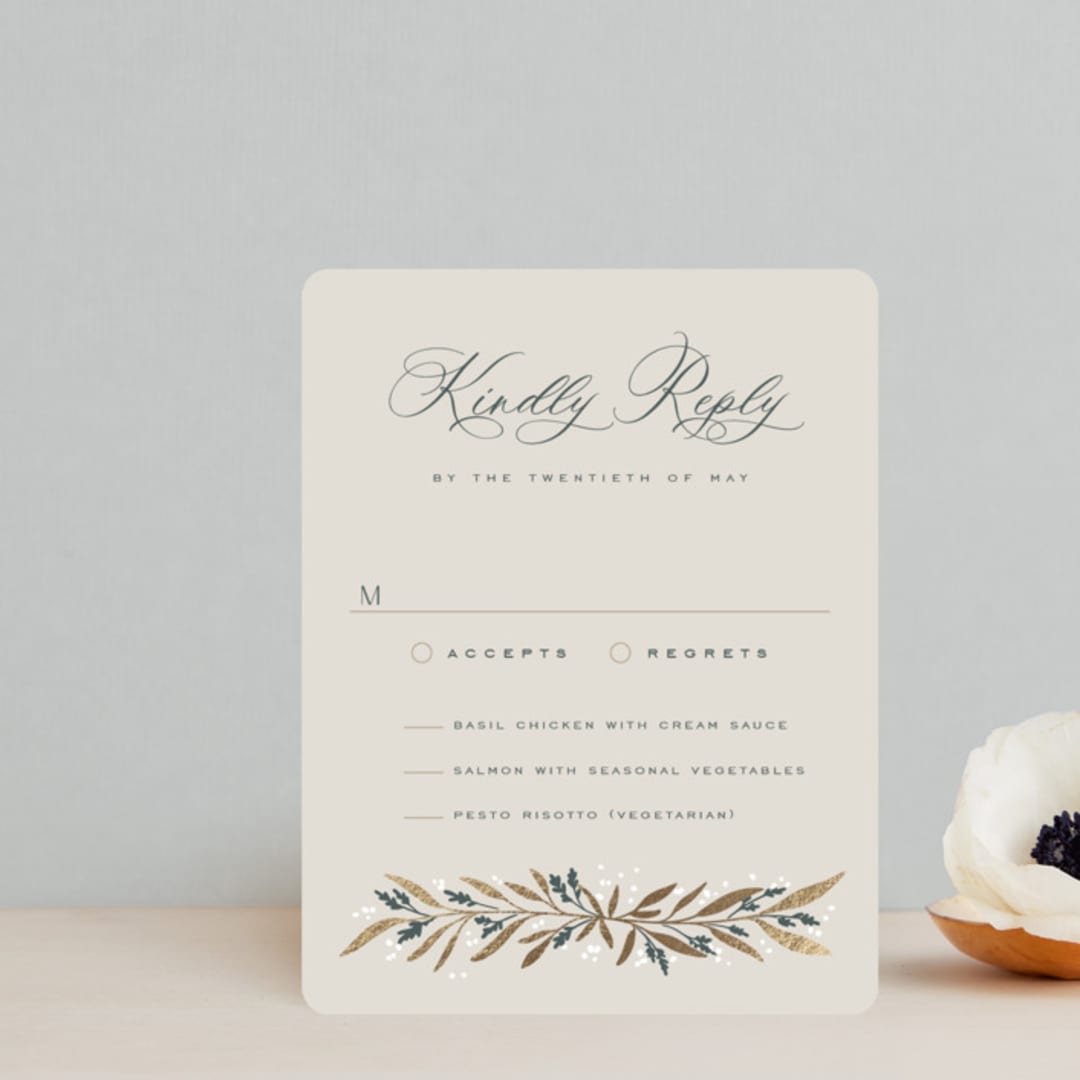 "Gilded" - RSVP Cards in Slate by Leah Bisch - Front