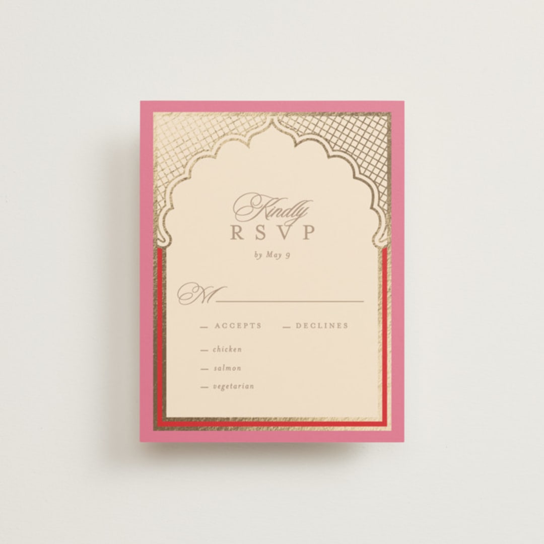 "Mandapam" - RSVP Cards in Carnation by Creo Study - Front