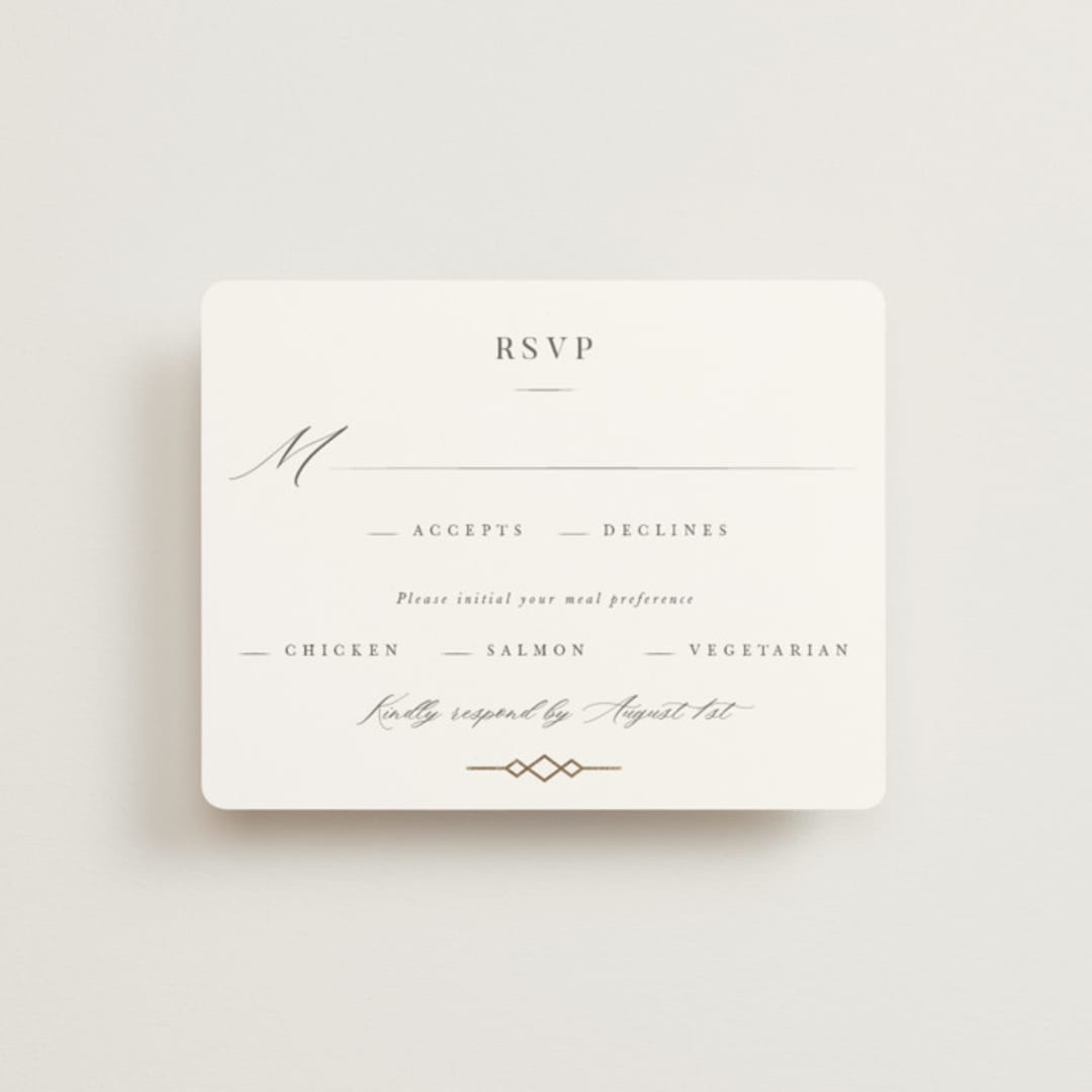 "Regent" - RSVP Cards in Opal by Robert and Stella - Front