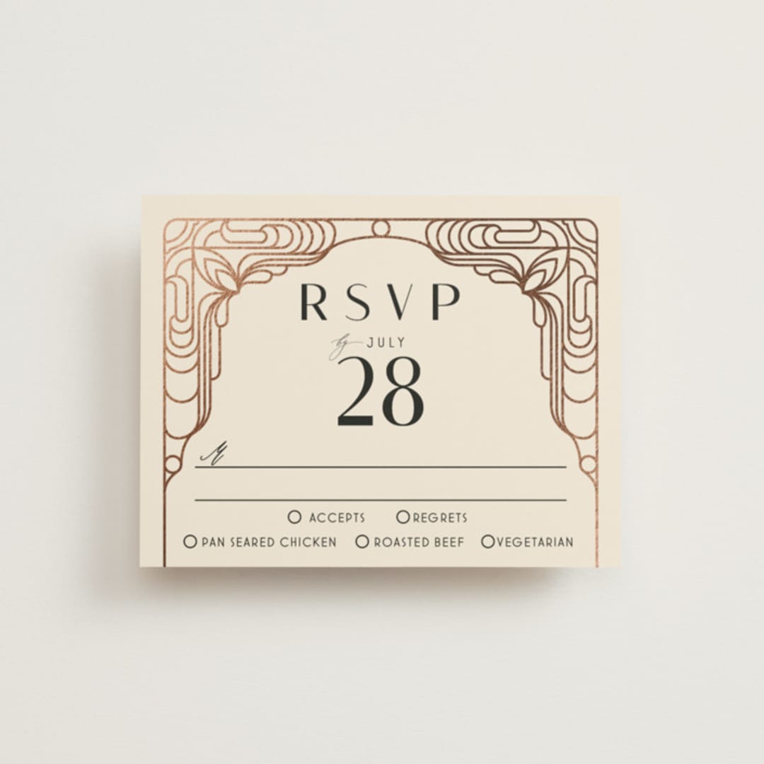 "Geometric Deco" - RSVP Cards in Midnight by GeekInk Design - Front