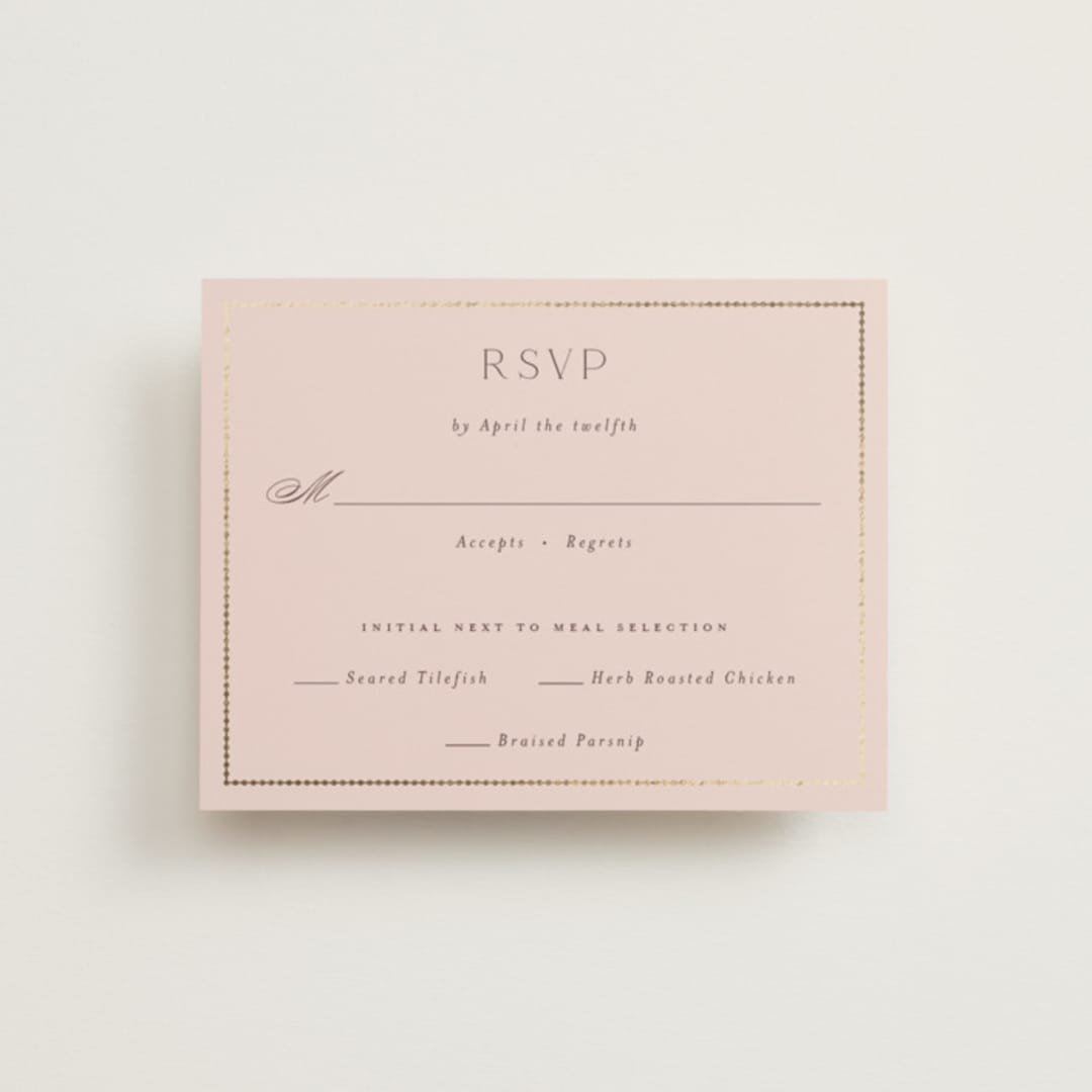 "Scallop Monogram" - RSVP Cards in Rose Quartz by Emily Betts - Front