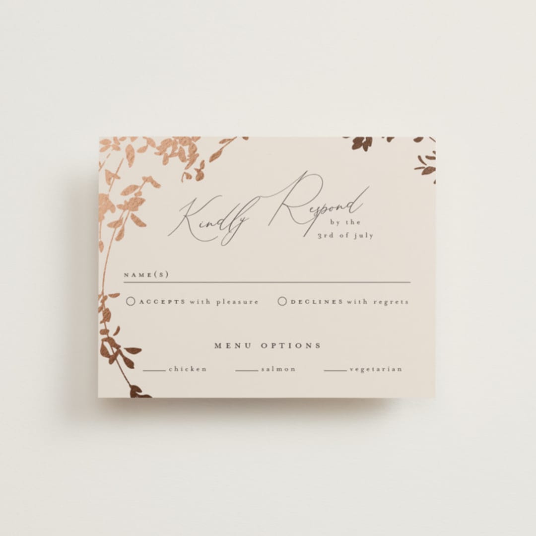 "Bliss" - RSVP Cards in Cocoa by Leah Bisch - Front