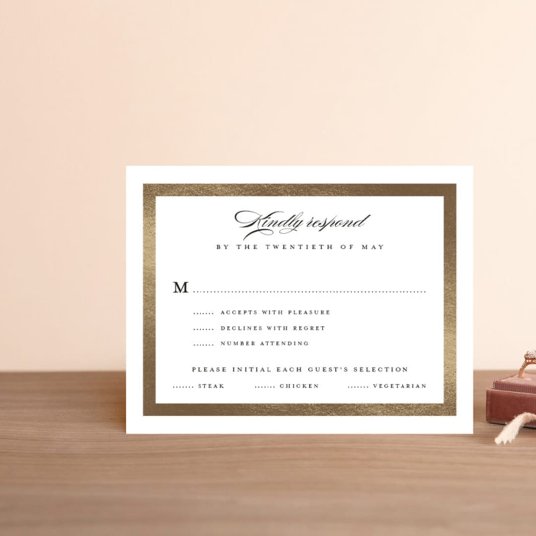 "Lasting love" - RSVP Cards in Gold by Stacey Meacham - Front