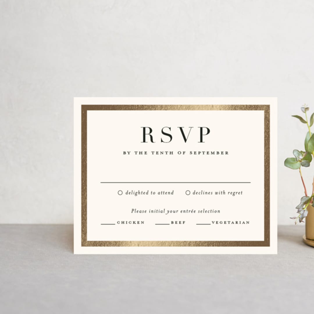 "Bold Classic" - RSVP Cards in Golden by Jessica Williams - Front