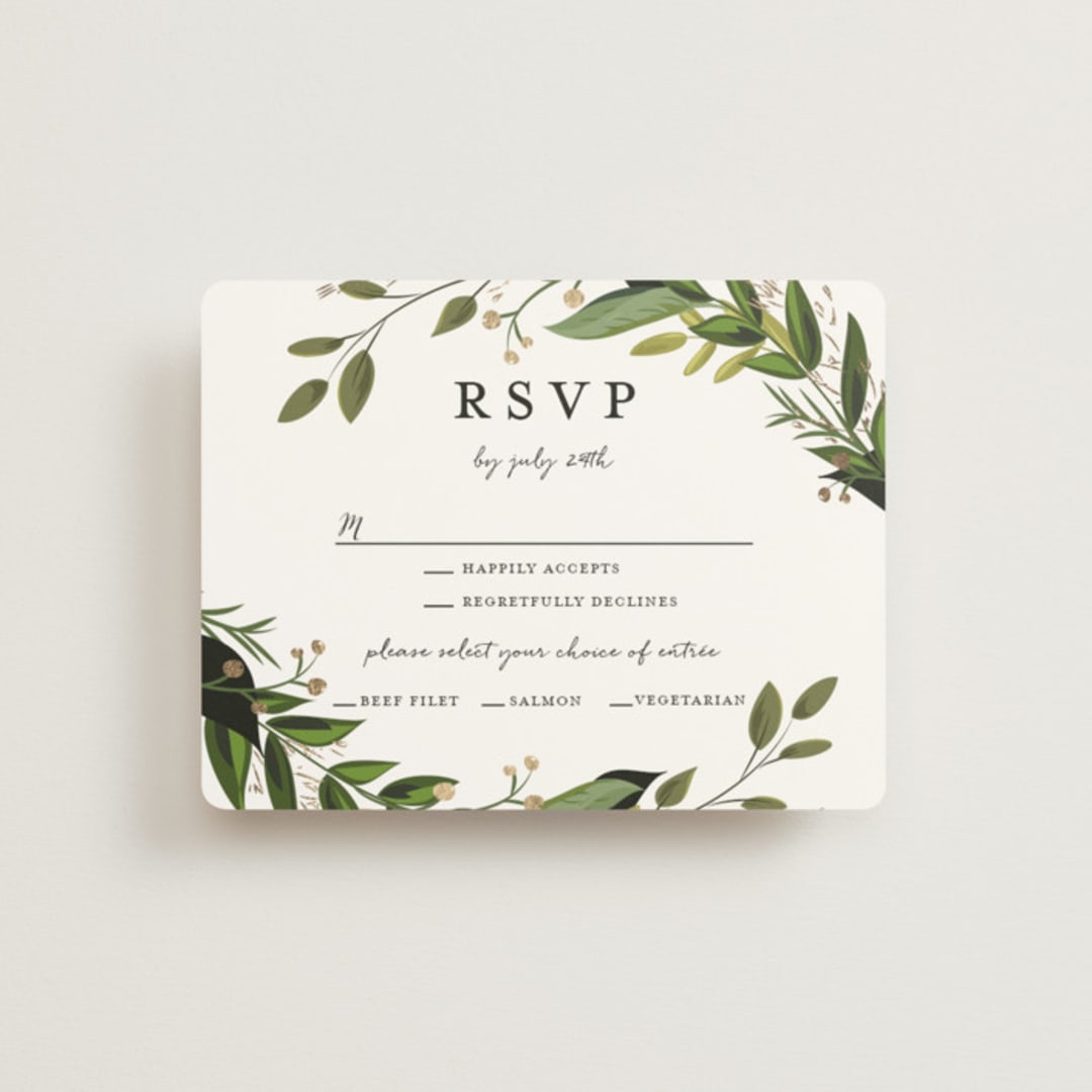 "Vines of Green" - RSVP Cards in Fern by Susan Moyal - Front