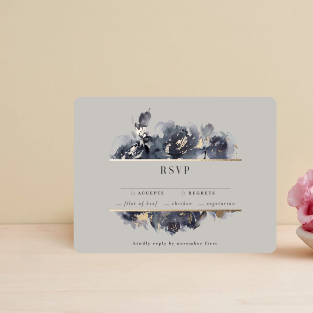 "Enchanted Blooms" - RSVP Cards in Midnight by Lori Wemple - Front