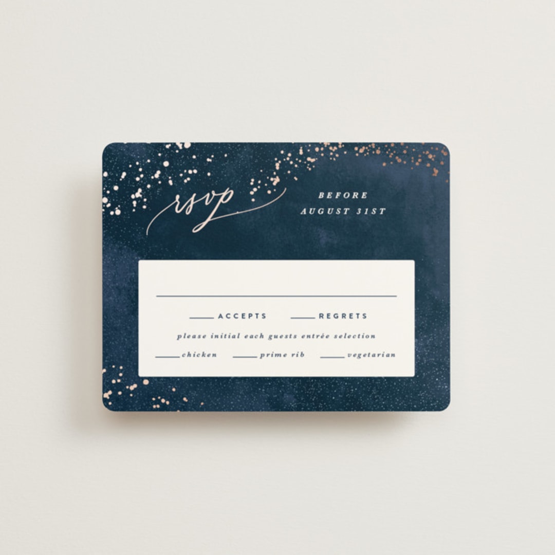 "Cosmos" - RSVP Cards in Midnight by Hooray Creative - Front