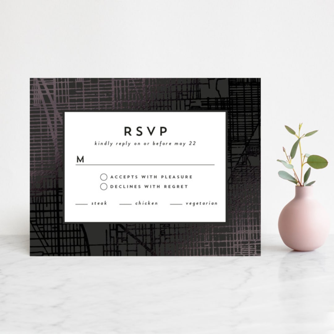 "Chicago" - RSVP Cards in Onyx by Erin Deegan - Front