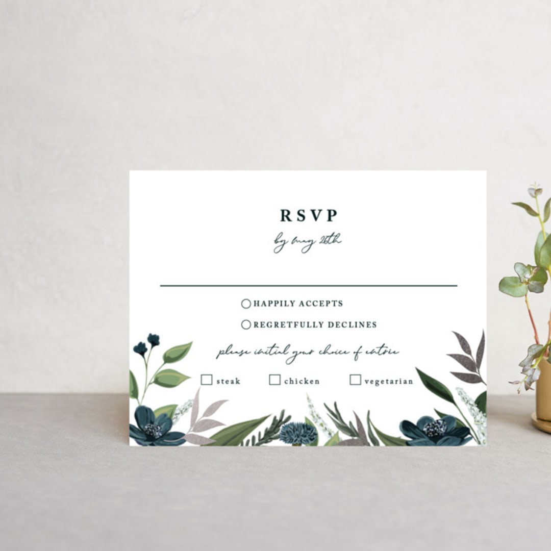 "Soft Greenery" - RSVP Cards in Twilight by Susan Moyal - Front