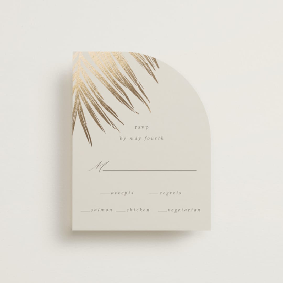 "Gilded Palm" - RSVP Cards in Sand by Melinda Denison - Front