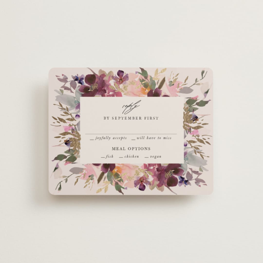 "Fleur" - RSVP Cards in Blush by Lori Wemple - Front