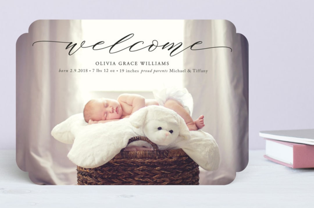 "elegant name" - Birth Announcements in Ebony by Emily Betts - Front
