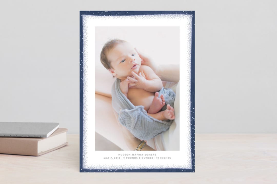 "Painted Edge" - Birth Announcements in Midnight by Shari Margolin - Front