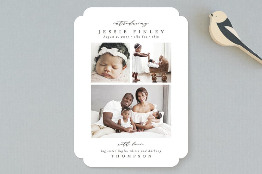 "Elegant Collage" - Birth Announcements in Ink by Ana Sharpe - Front