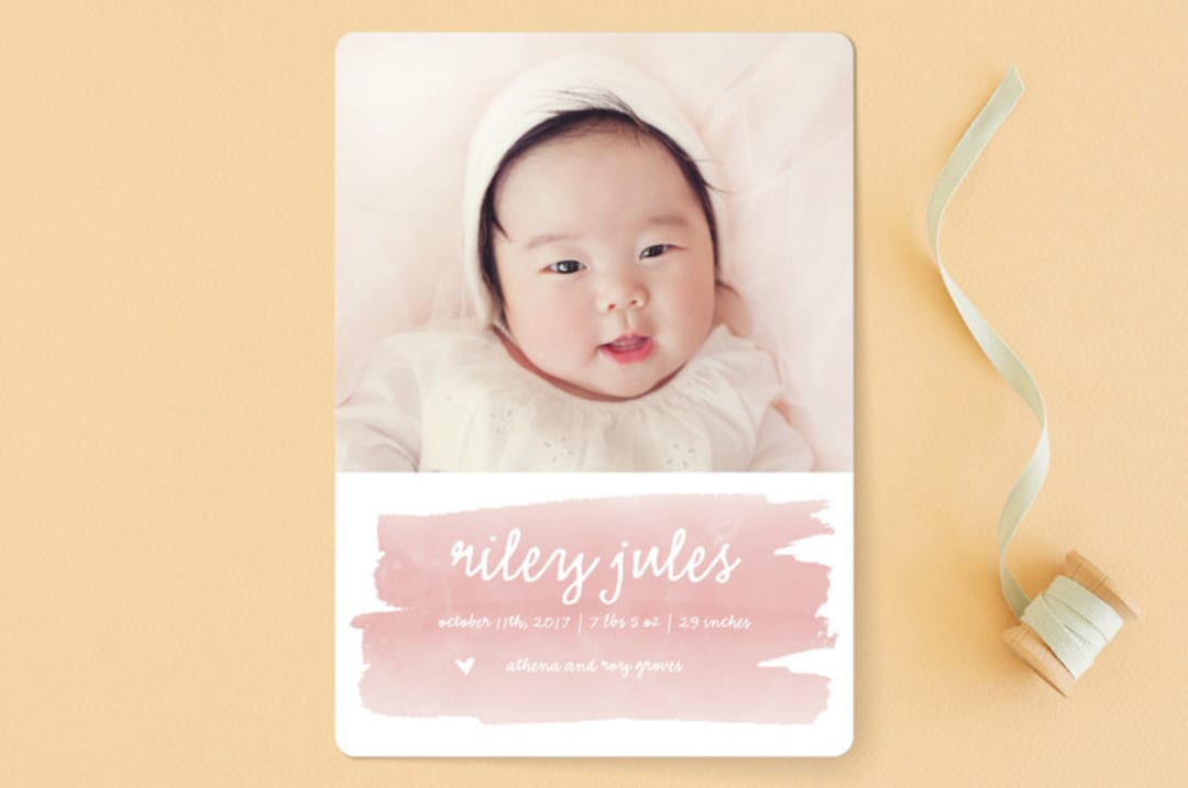 "Sweet Splash" - Birth Announcements in Blush by SimpleTe Design - Front
