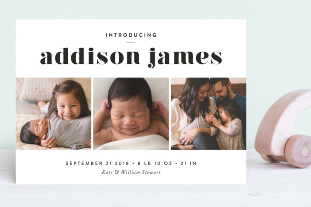 "Avenue" - Birth Announcements in Onyx by Chryssi Tsoupanarias - Front