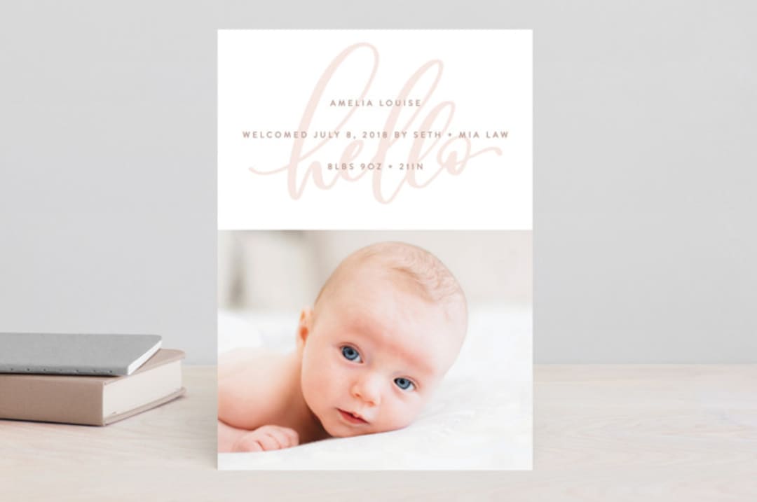 "Watermark" - Birth Announcements in Blush by Erin L. Wilson - Front