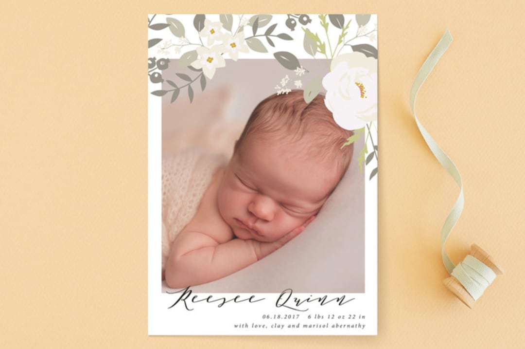 "Woodland" - Birth Announcements in Antique Cream by Haley Warner - Front