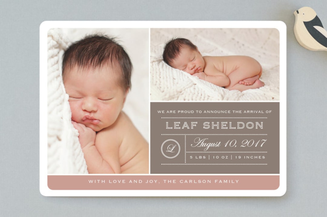 "From Your Nose to Your Toes" - Birth Announcements in Taupe by rose lindo - Front