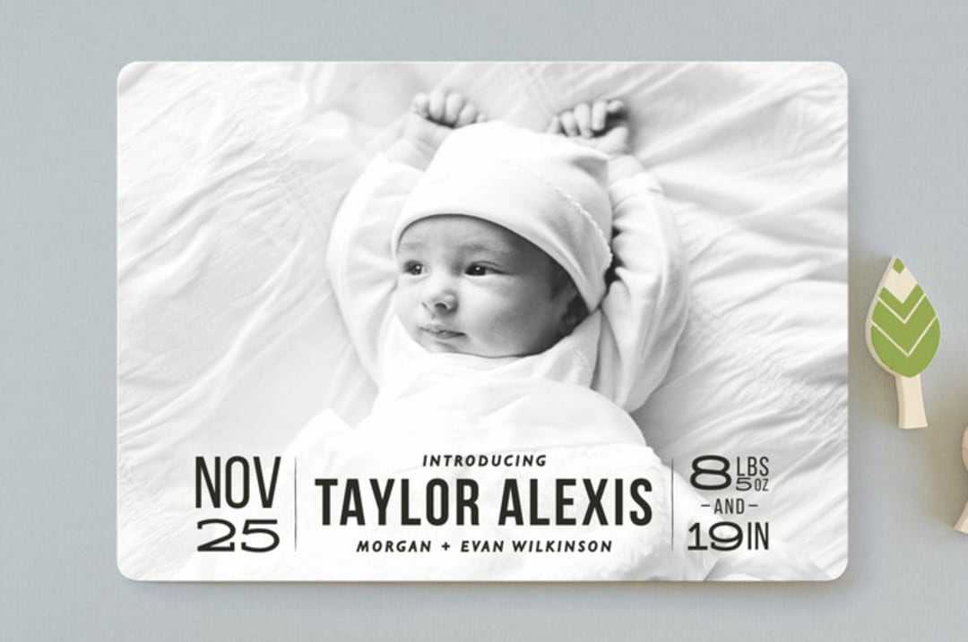 "Bold Beginnings" - Birth Announcements in Pepper by Jennifer Thomke - Front