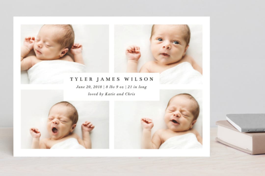 "Four Glimpses of Heaven" - Birth Announcements in Onyx by Kasia Labocki - Front