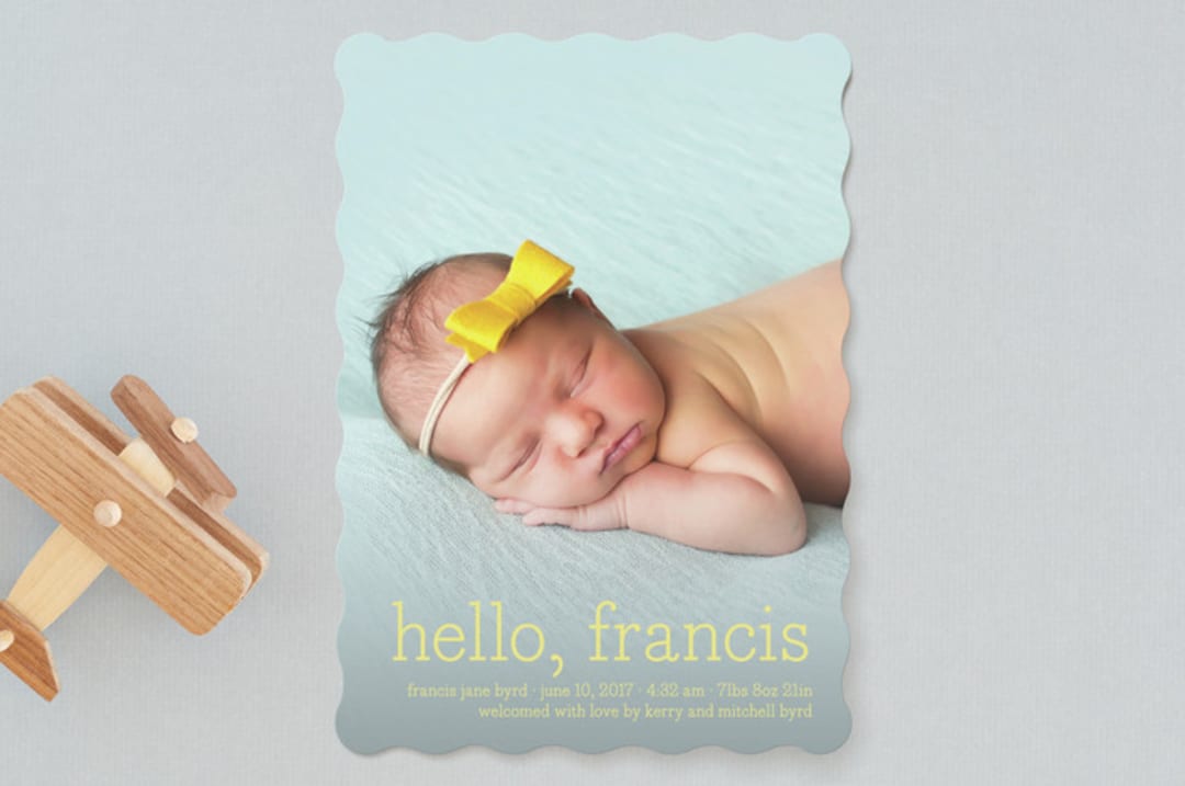 "Hello Baby" - Birth Announcements in Daffodil by Annie Clark - Front