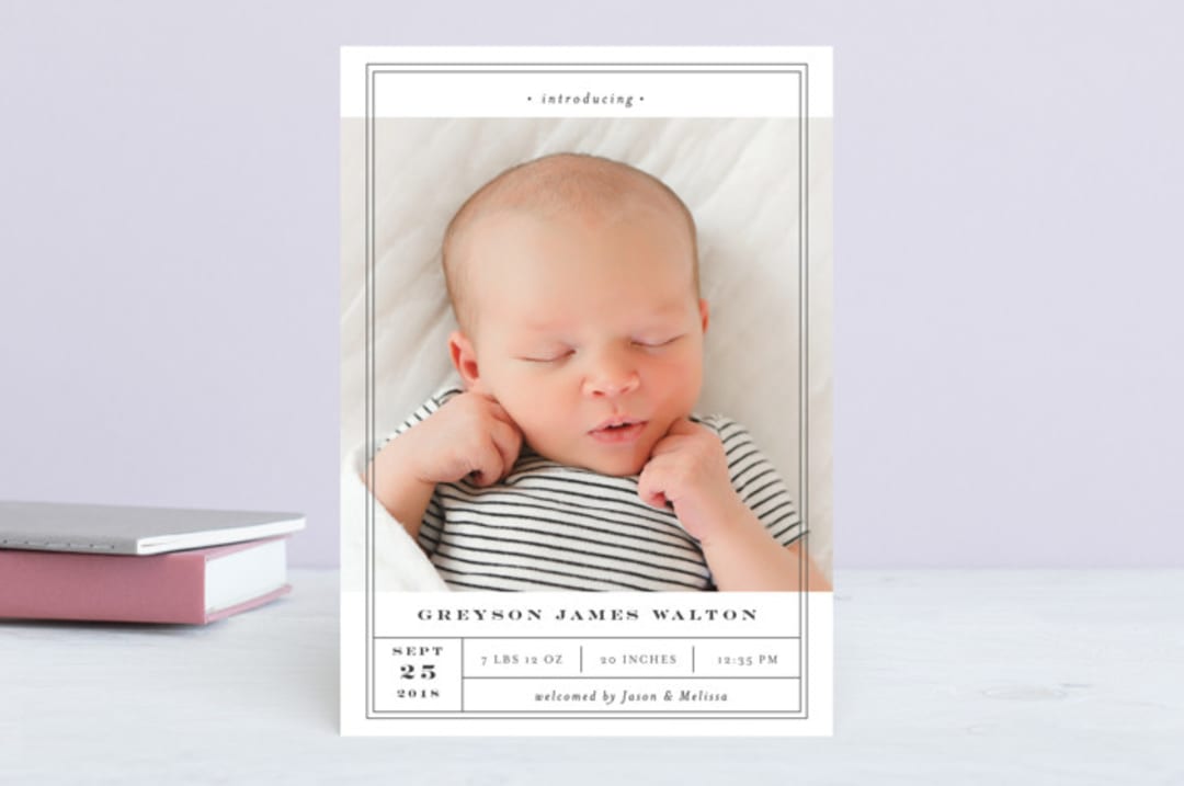 "Birth Label" - Birth Announcements in Cotton by Shirley Lin Schneider - Front