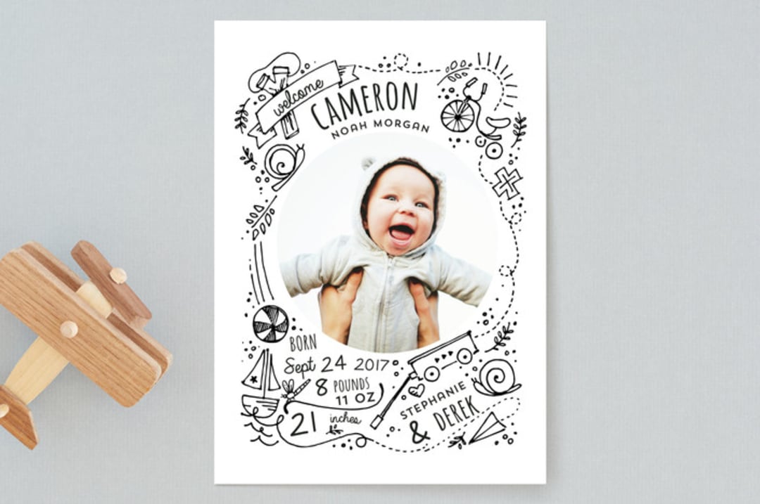 "Little Boys" - Birth Announcements in Inkwell by JeAnna Casper - Front