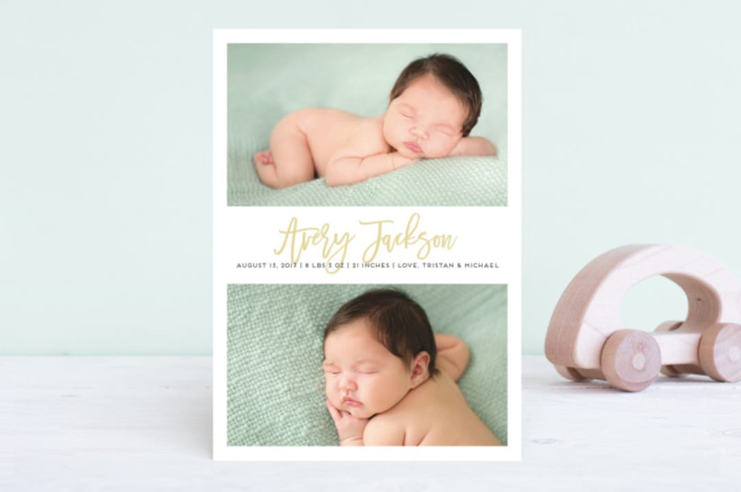 "Split Frame" - Birth Announcements in Flax by Grace Kreinbrink - Front