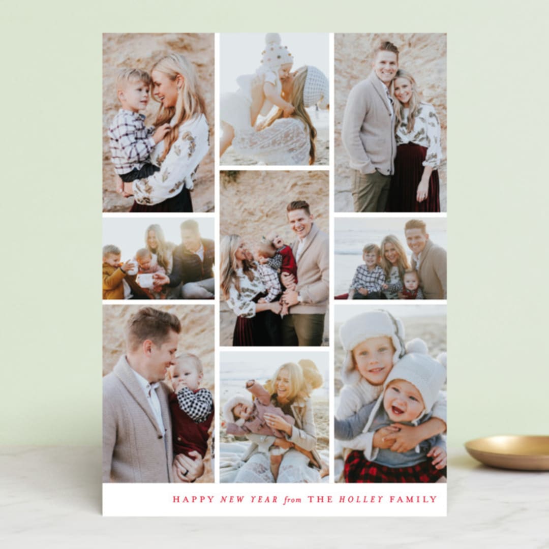 "Columns" - Retired Holiday Cards in Ruby by Ella Weaver - Front