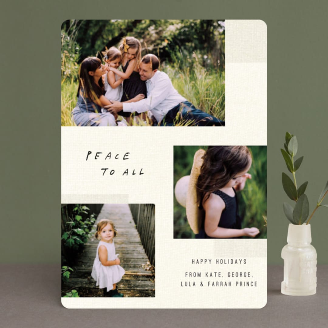 "Peace is Natural" - Retired Holiday Cards in Vanilla by June Letters Studio - Front