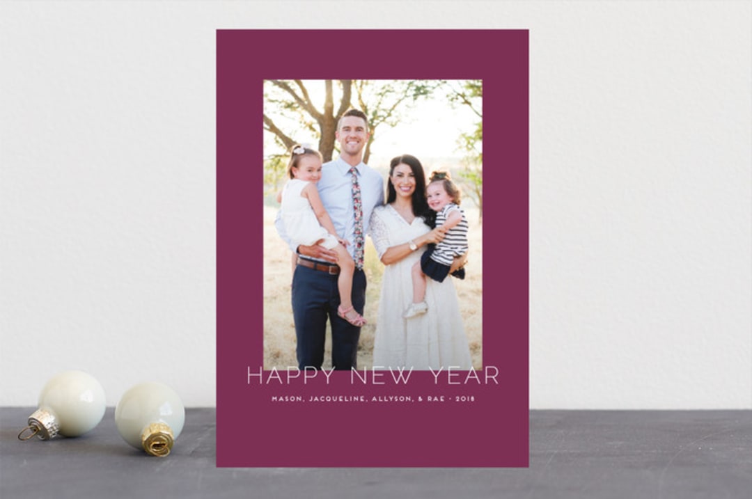 "Minimalistic Chic" - Retired Holiday Cards in Plum by jomolo - Front