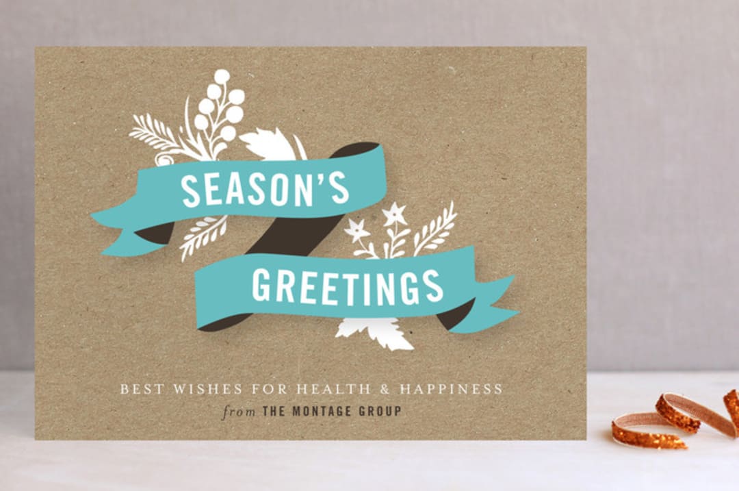 "Festive Banner" - Retired Holiday Cards in Glacier by trbdesign - Front