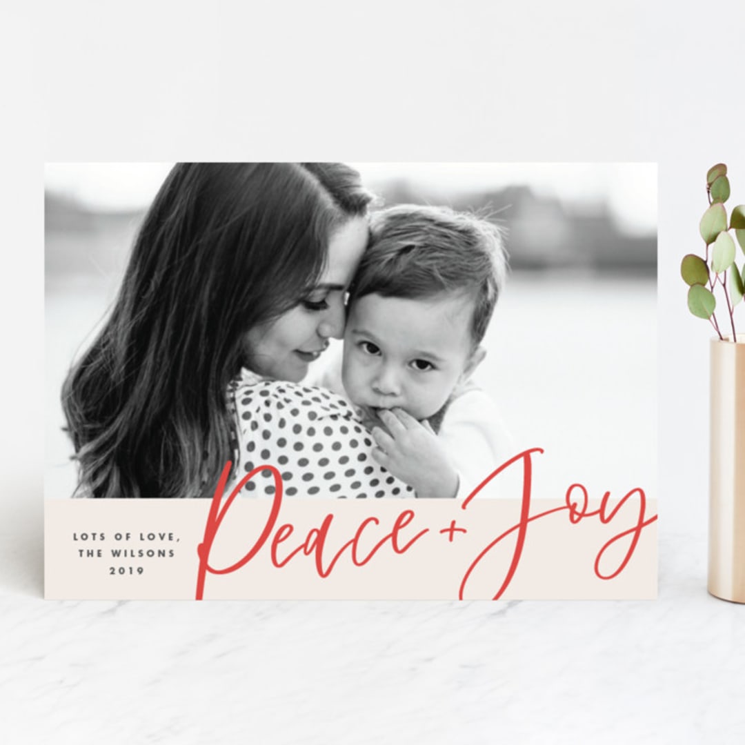 "Peace + Joy" - Retired Holiday Cards in Holly by Kerry Doyle - Front