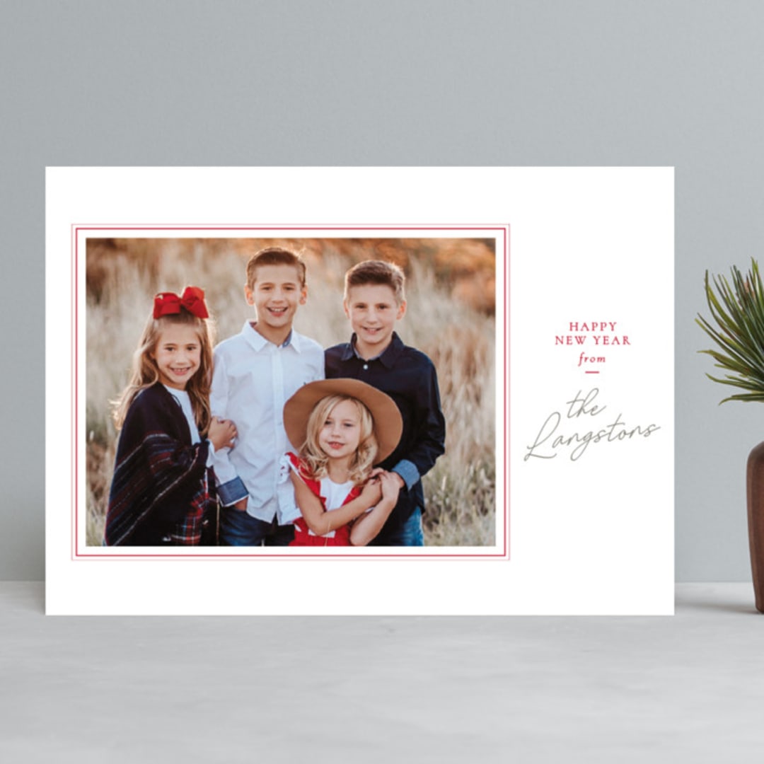 "Tailored" - Retired Holiday Cards in Cherry by Design Lotus - Front