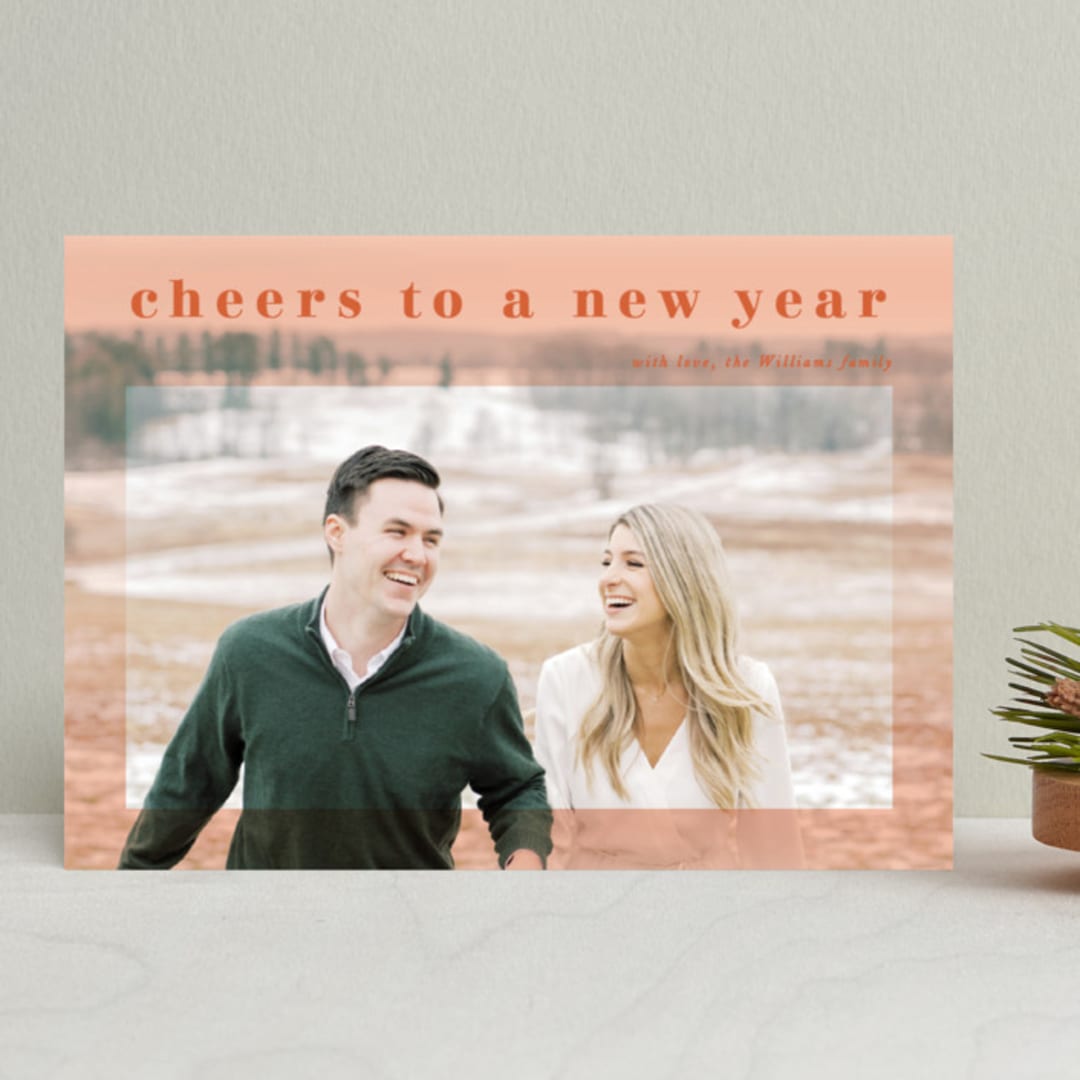 "Just Happy!" - Retired Holiday Cards in Clementine by Keena Grace - Front