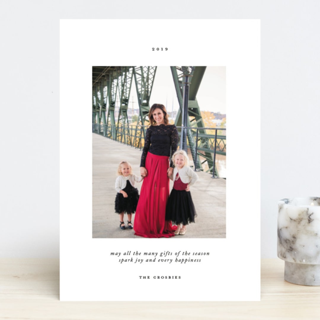 "Avec Joie" - Retired Holiday Cards in Charcoal by That Girl Press - Front