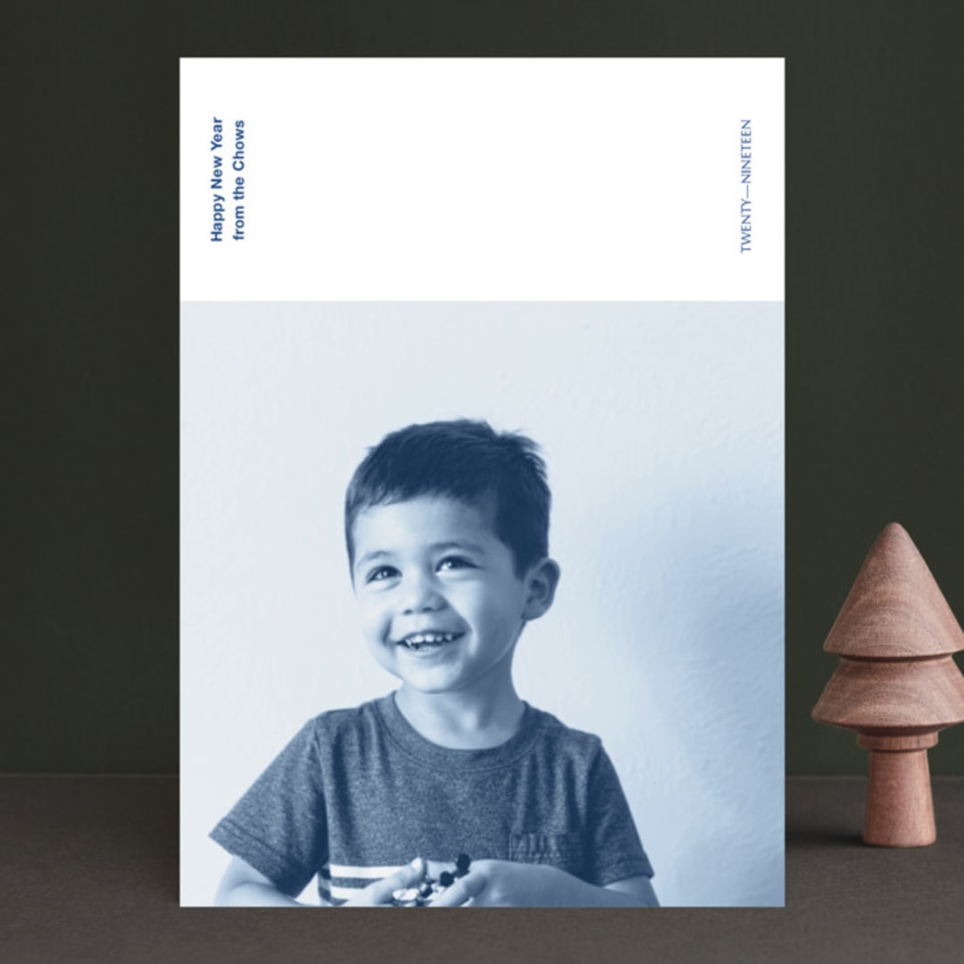 "Newsprint" - Retired Holiday Cards in Navy by Jack Knoebber - Front