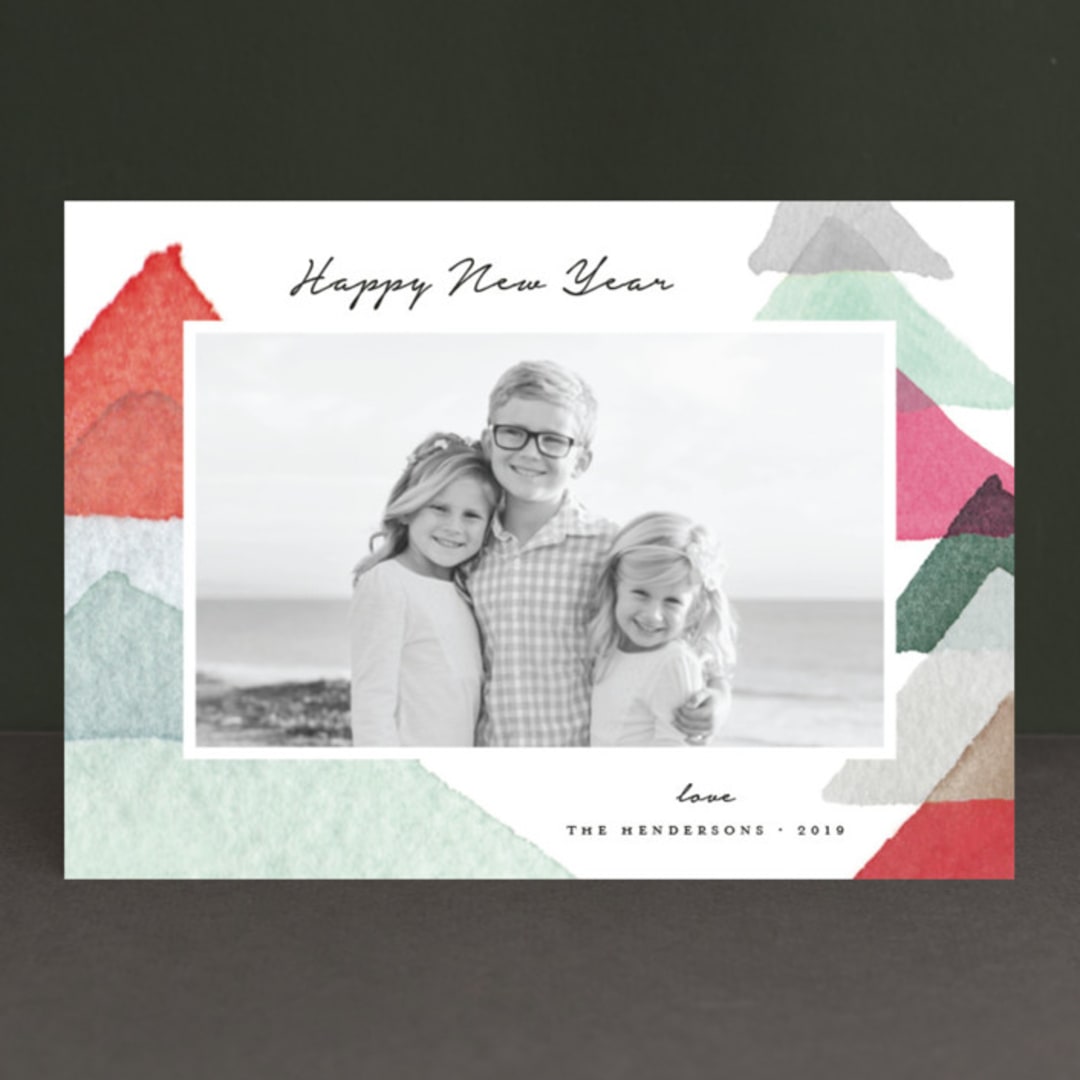 "abstract trees" - Retired Holiday Cards in Holly Berry by Qing Ji - Front