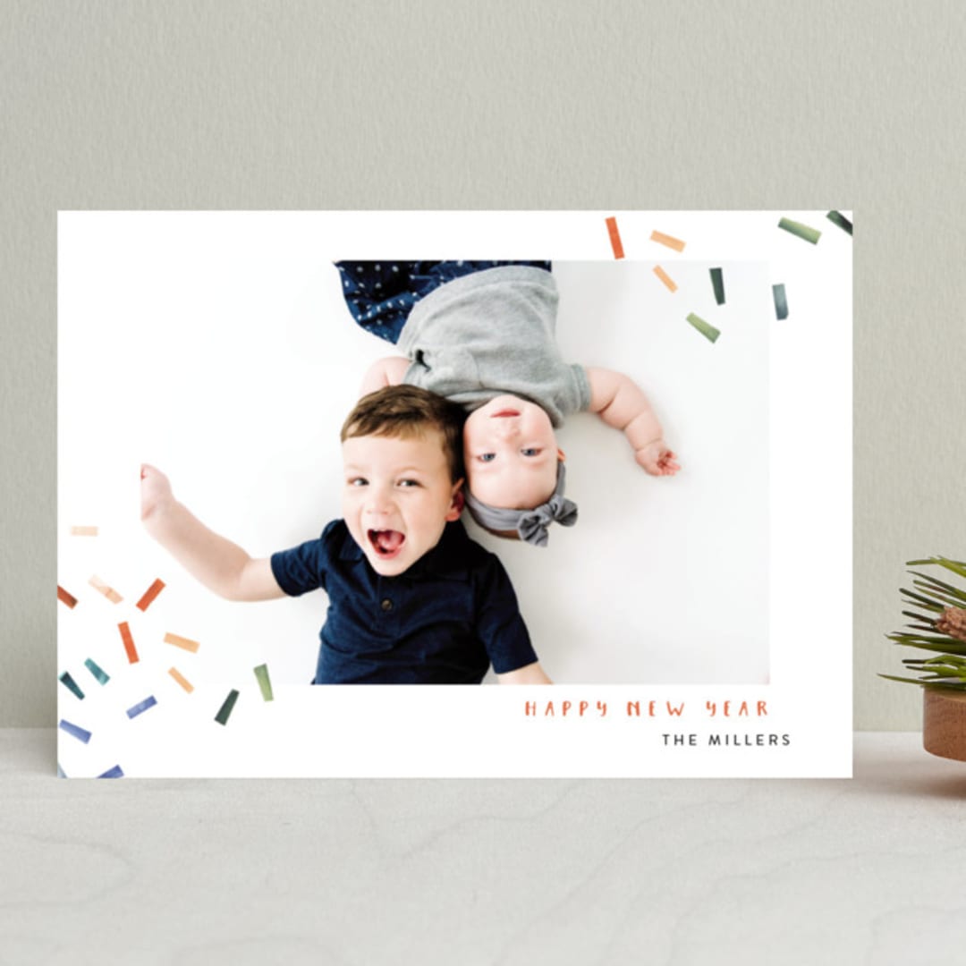 "Joyful Confetti" - Retired Holiday Cards in Poppy by Kelly Ventura - Front