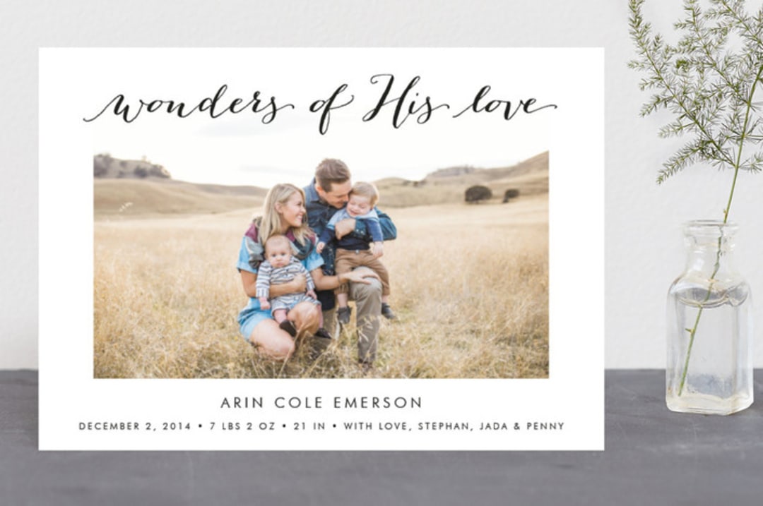 "Wonders of His Love" - Retired Holiday Cards in Oynx by Lehan Veenker - Front