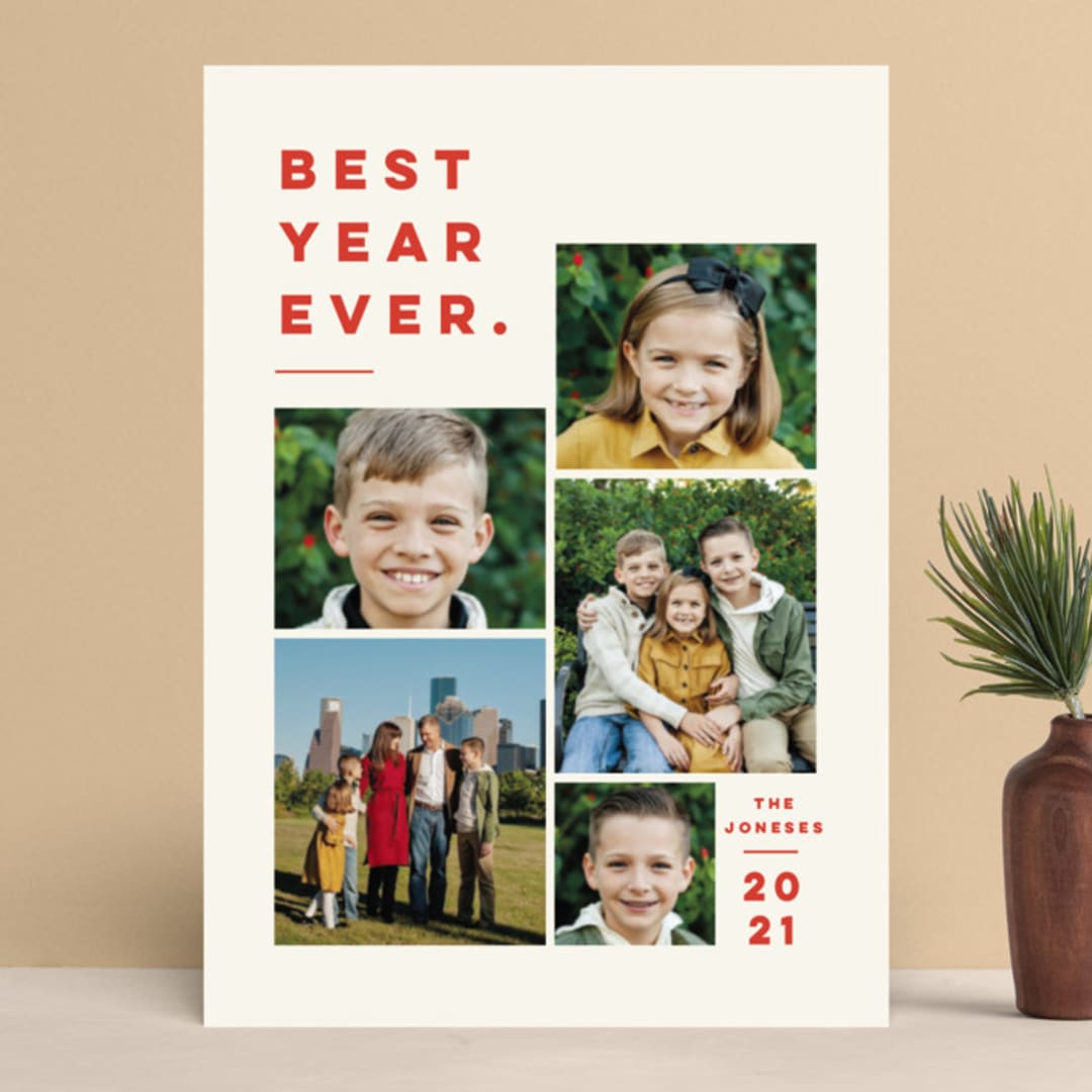 "Merry All Year." - Retired Holiday Cards in Ivory by Pink House Press - Front