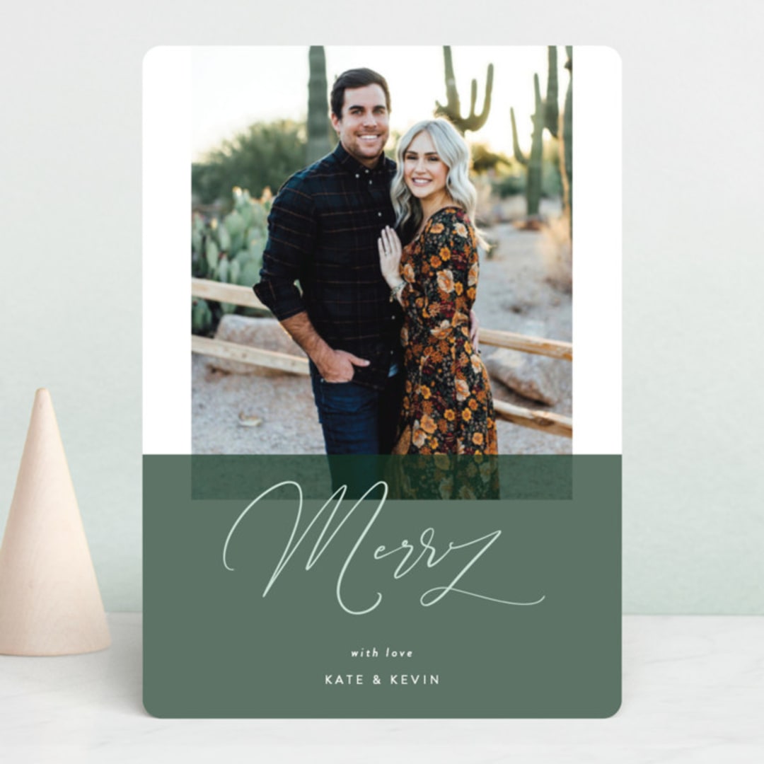 "To Be Merry" - Retired Holiday Cards in Hunter by Kasia Labocki - Front