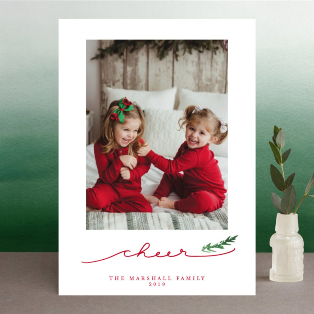 "Merry Branch" - Retired Holiday Cards in Poinsetta by Paula Pecevich - Front