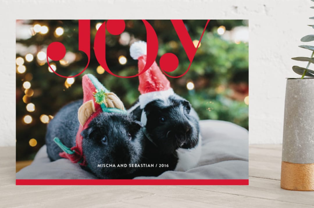 "Joyful Spirit" - Retired Holiday Cards in Alizarin by Alex Elko Design - Front