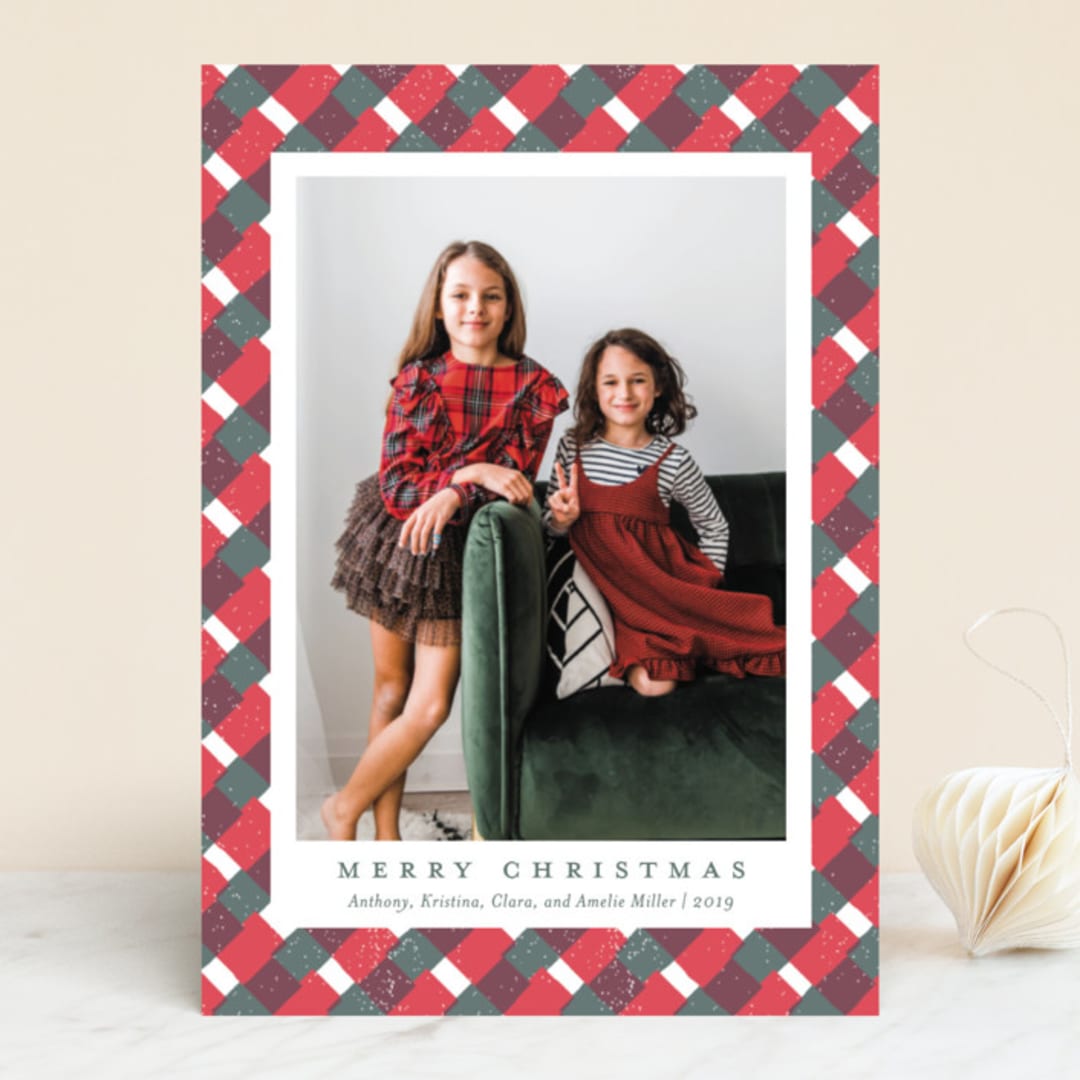 "Holiday Gingham" - Retired Holiday Cards in Mistletoe by Meggy Masters - Front