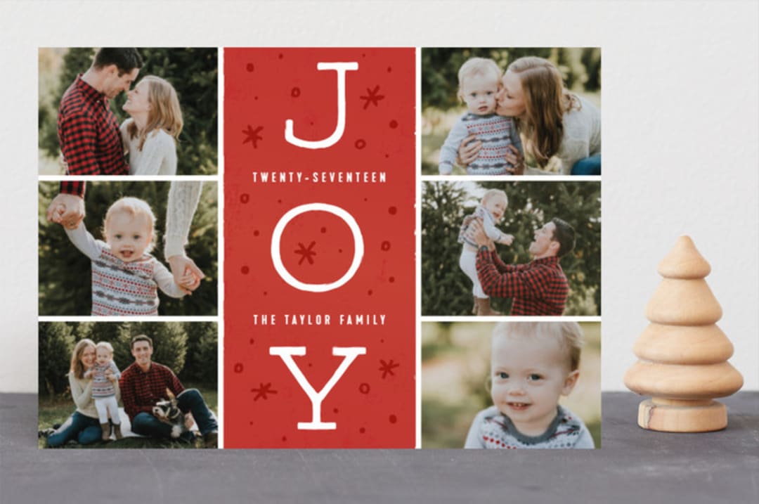 "Season of Joy" - Retired Holiday Cards in Cranberry by Michelle Taylor - Front