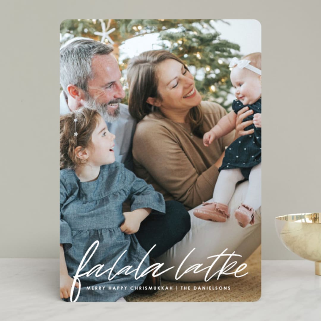 "Falala Latke" - Retired Holiday Cards in Navy by Katy Shen - Front