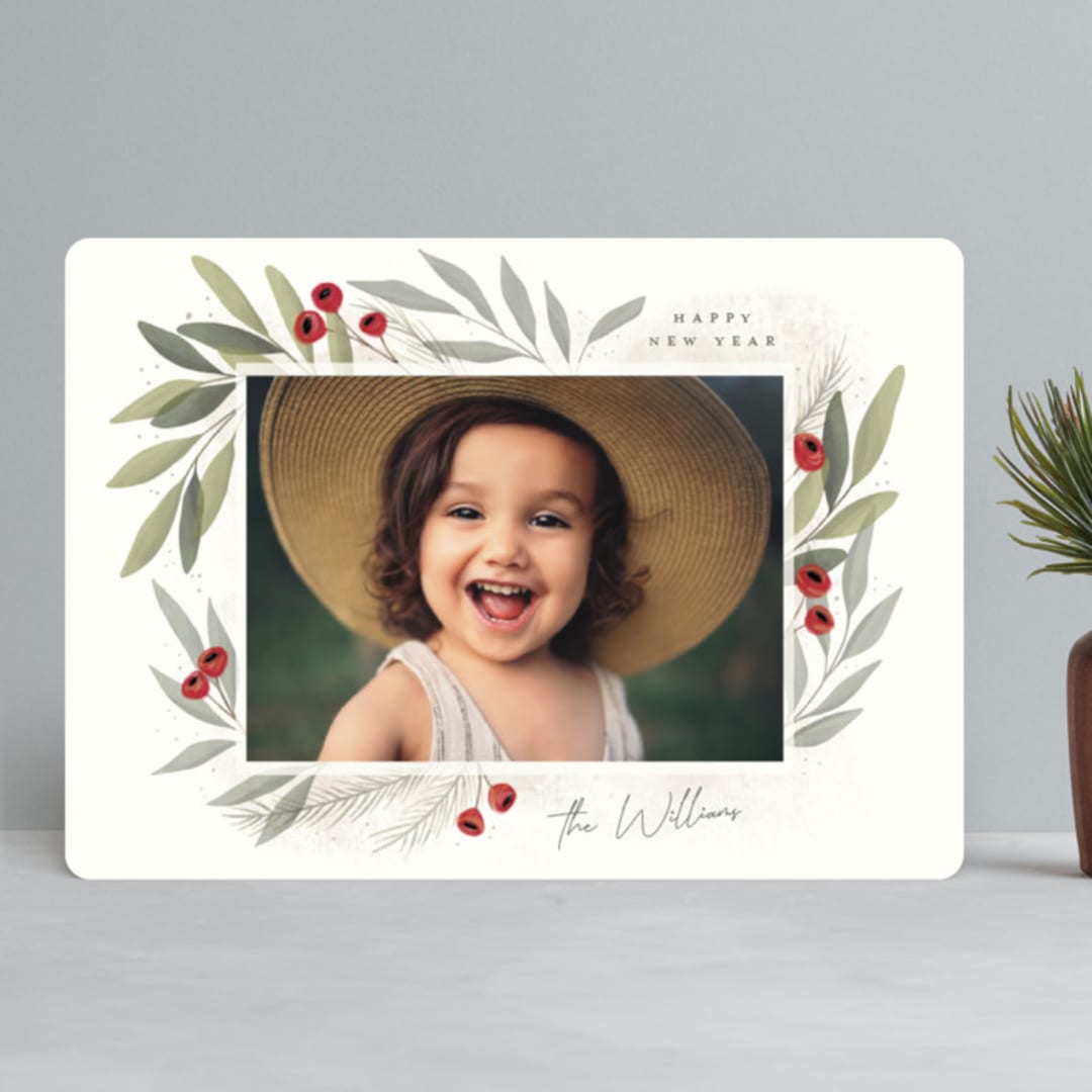 "Merry Botanical" - Retired Holiday Cards in Pearl by Cindy Reynolds - Front