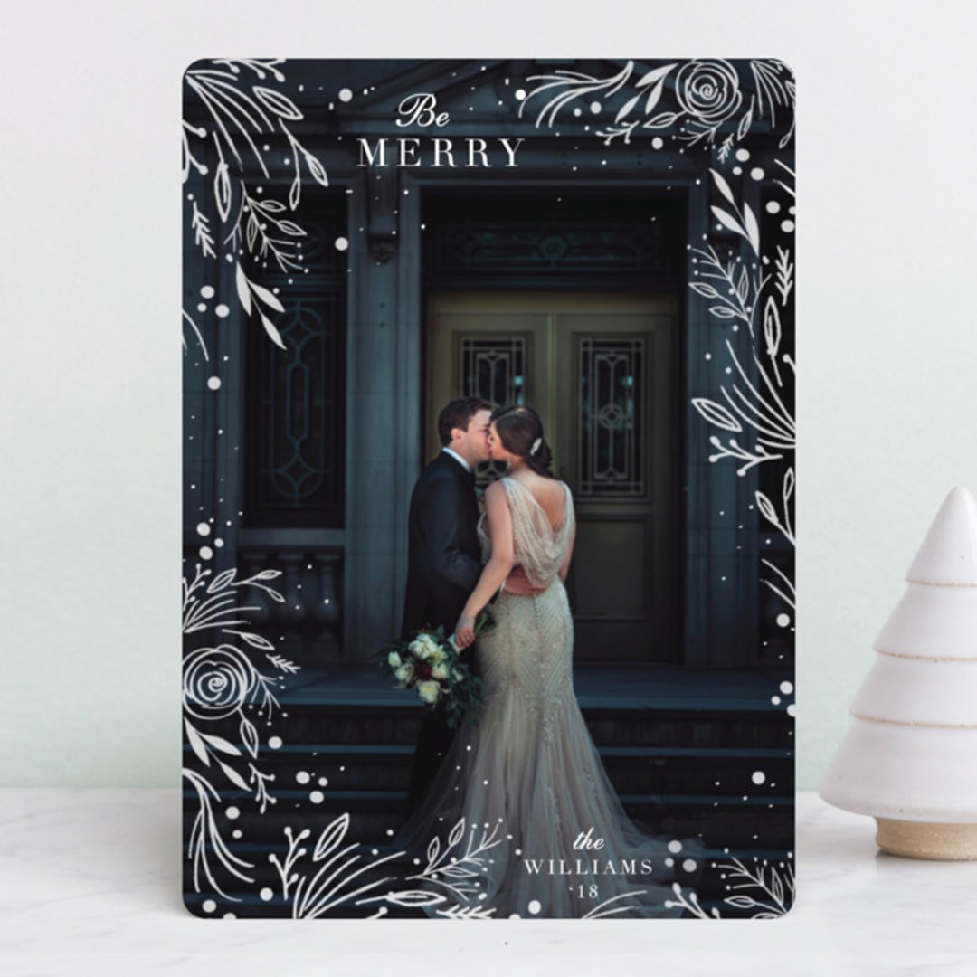 "Festive Foliage Frame" - Retired Holiday Cards in Snow by Hannah Williams - Front